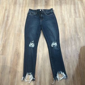 L’AGENCE High Line Skinny Jean in Classic Dark Destruct Size 26